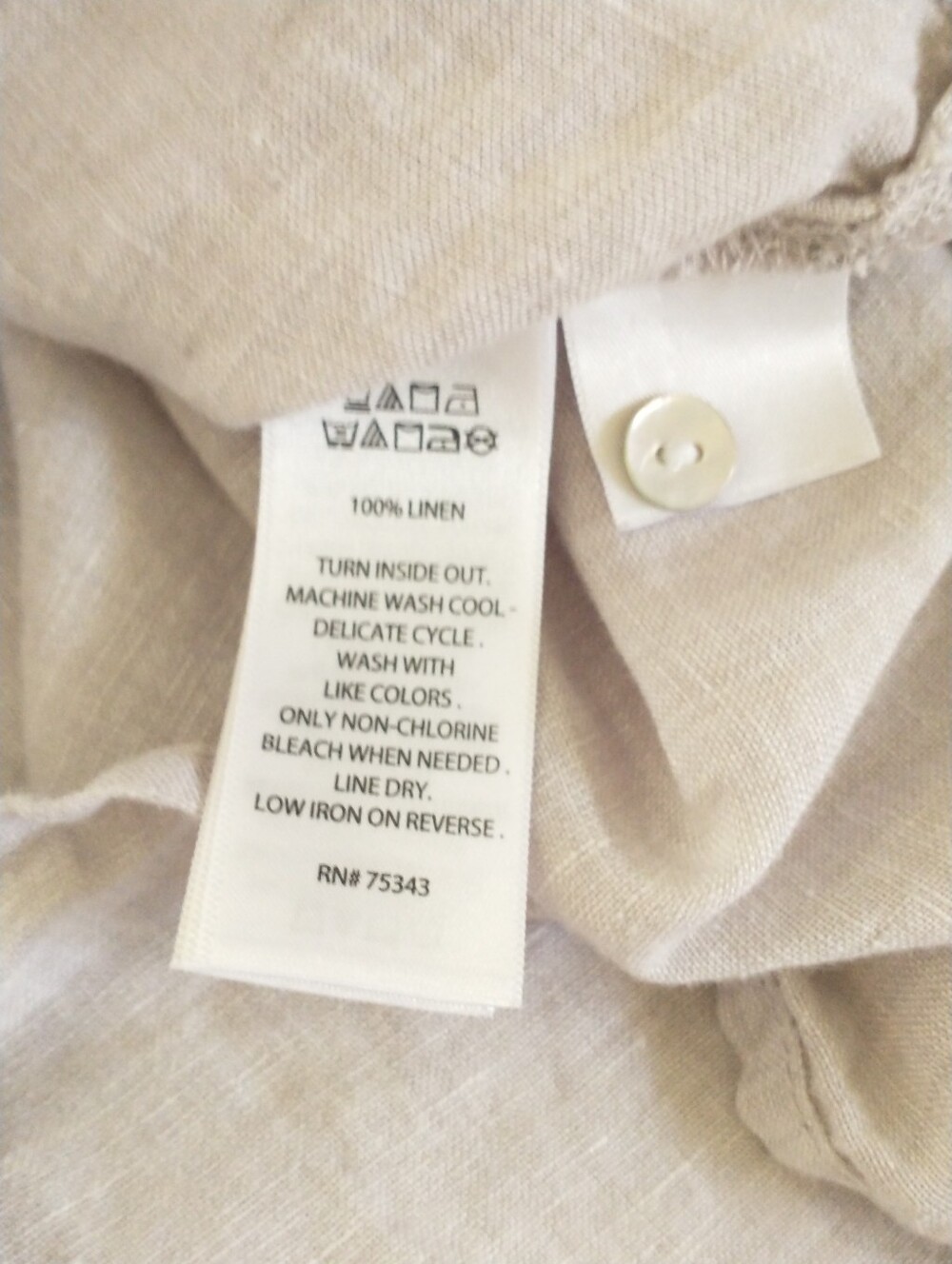 Tahari Beige Linen Button-Down Shirt Tunic XL Lagenlook - Picture 10 of 10